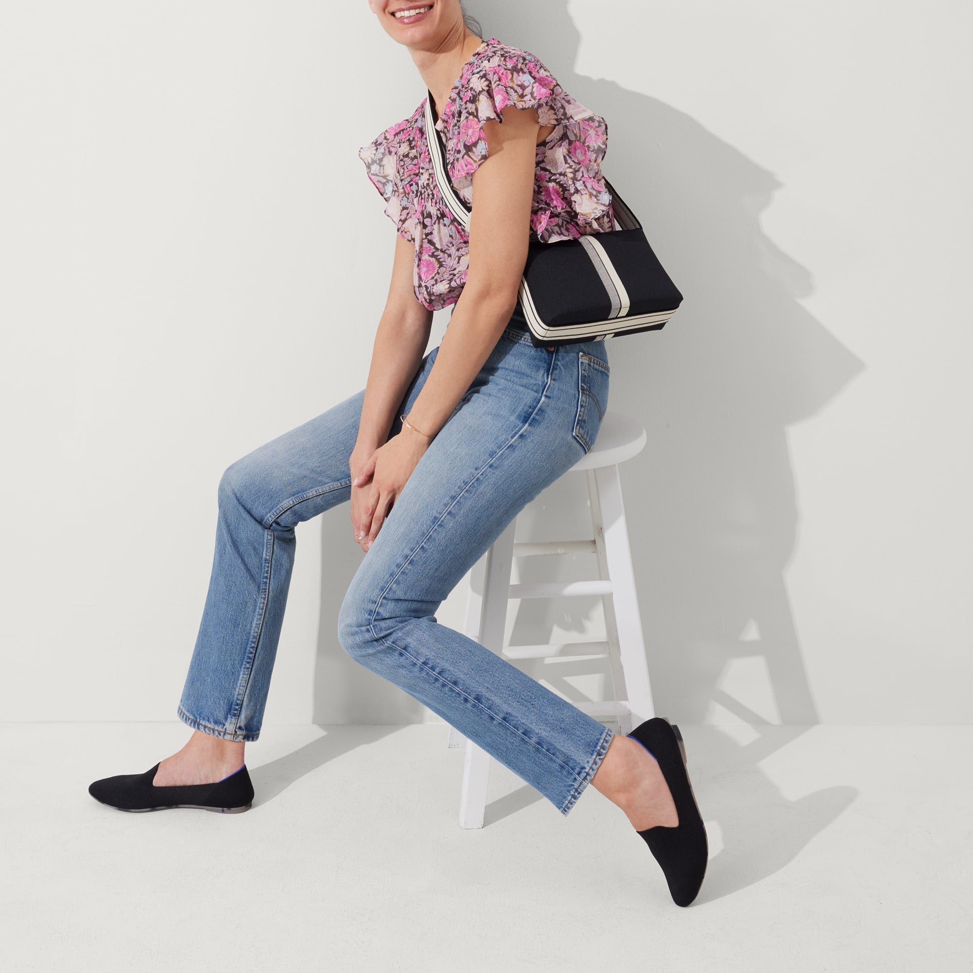 The Casual Crossbody - Black and Ivory Stripe - Image 4